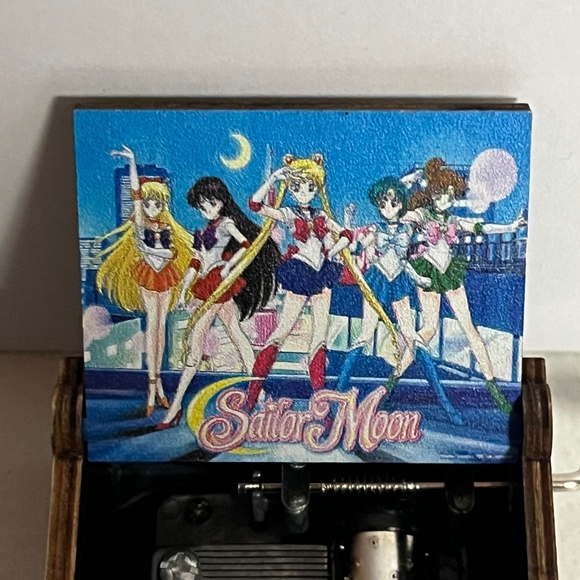 Sailor Moon Hand Crank Wooden Music Box Black Anime Musical - Picture 3 of 11